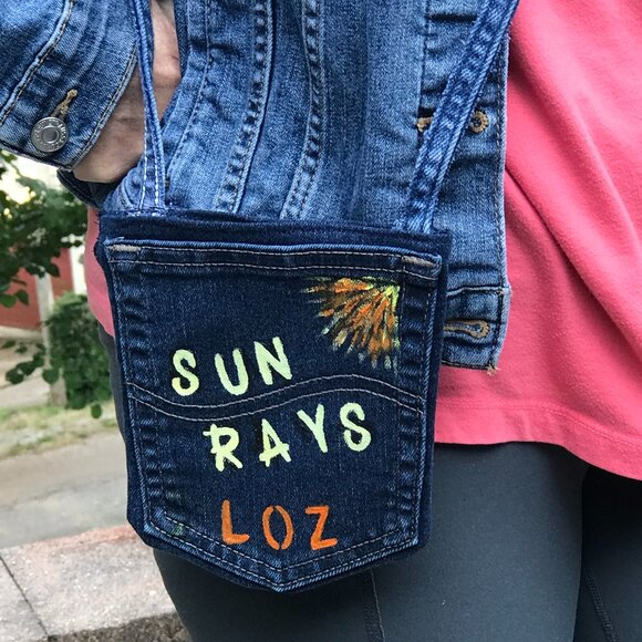 Handmade Crossbody Bag: Recycled Denim Lake of the Ozarks Cell Phone Jean Purse - Picture 10 of 11